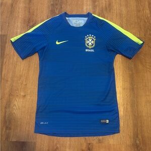 Nike Dri-FIt Brazil Brasil Futbol Soccer Football National Jersey Small Blue